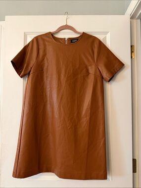 Brown Leather Like,  GiGio stylish fall women’s  Dress size med beautiful on